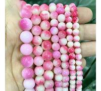 Natural Stone Smooth Red Yellow Blue Chalcedony Round Loose Beads DIY Bracelet AccessoriesJewelry Making 15" Strand 6/8/10/12mm-Pink Peach-10mm-about 36pcs