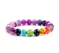 natural stone tiger eye 7 chakra bracelets & bangles yoga balance beads prayer elastic bracelet men