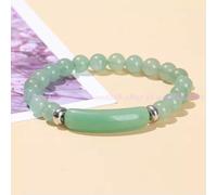 Natural Stone Tiger Eye Beaded Bracelet Elasticity Bangle Elegant Women Jewelry-Green Aventurine