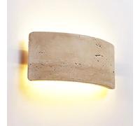 Natural Stone Wall Light Arcs Yellow Travertine Sconce with Warm 3000K LED Light Source Up and Down Lighting Farmhouse Decorative Fixture for Bedrooms, Living Rooms, and Kitchens