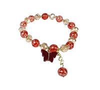 Natural Stone WIth Butterfly Pendant Bracelets Appreciation For Women Girl Jewelry Wristband Gemstone Beaded Bracelet Paper Clip Earrings for Women (B, One Size)