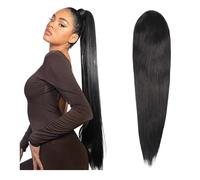 Natural Straight Drawstring Ponytail Human Hair Extensions Pony Tails Soft Clip in Hair Extension for Women Perfect Looking(16inches)