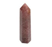 Natural Strawberry Quartz Healing Crystal Wand Tower, 3"-4" Large Hexagonal Pointed Crystals Towers, 6 Faceted Chakra Crystal Point for Reiki Therapy Chakra Energy Balancing Meditation