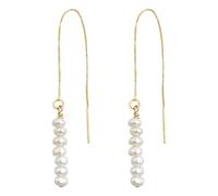 Natural Strong Pearl Earrings Elegant One-word Pearl Ear Line Plated with 18K Gold French Light Luxury Earrings