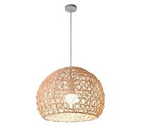 Natural Style Chandelier Lighting Spherical Cage Lantern with Metal Frame Hanging Light Pendant Lights for Restaurant Cafe Bar Dining Room(25CM)