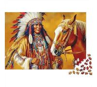 Natural Style Native American 1000 Pieces Puzzle for Adults Thick Paper Jigsaw Brain Training Native American Art Puzzle for Home Wall Decor 70x50cm/1000pcs