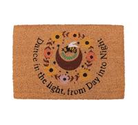 Natural Summer Solstice Doormat - Coir Design with Crescent Moon, Bee, and Sunflower - Uplifting "Dance in the Light from Day into Night" Message - Perfect for Summer Solstice and Rustic Entryways