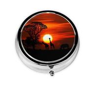 Natural Sunset Giraffe This Small, Round, Three-Compartment Travel Pill Box is Perfect for Storing Daily medications, Vitamins, and on-The-go.