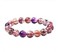 Natural Super Seven Crystal Bracelet - Handmade Stretchy Amethyst Gemstone Bracelet for Men and Women - Great Gifts for All Occasions