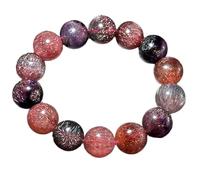 natural super seven quartz gemstone 14mm|round shape smooth cut stone |8 inch|multicolor color stone |energy stretch bracelet | healing wristband | handmade jewelry | LK_WOSB_00376LK_WOSB_00376