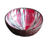 Natural Superior Coconut Bowl Splash Ink Shell Candy Storage Container Desk Ornament Creative Handicraft Decoration for Kitchens and Dining Rooms(1Pc Rose Red)
