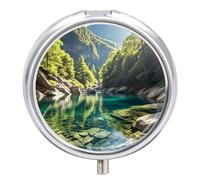 Natural Swimming Pool Pill Box for Pocket Round Pill Box 3 Compartment Decorative Portable Travel Pill Holder Tablet Vitamin Organizer Mini Pill Case