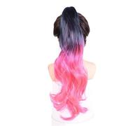 Natural Synthetic Claw Clip Ponytail Extension Long Wavy Ponytails Hairpiece Look Easy Styling Perfect Looking(1BTPINK)
