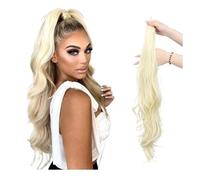 Natural Synthetic Flexible Wrap Around Long Ponytail Hair Extensions with Layered Curly Wave,Easy to Wear Perfect Looking(613)