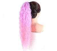 Natural Synthetic Hair Ponytail Extension Ombre Color Long Curly Wavy Hair Ribbon Drawstring Pony Tail Hairpiece Perfect Looking(2403AT2311)