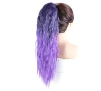 Natural Synthetic Hair Ponytail Extension Ombre Color Long Curly Wavy Hair Ribbon Drawstring Pony Tail Hairpiece Perfect Looking(1BTFP20)