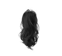 Natural Synthetic Half tied High Ponytail Wig Grip Clip Back of Head Fluffy Increase Volume Wave Roll Perfect Looking(Natural Black)