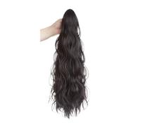 Natural Synthetic High Ponytail Wig Braid Wavy Clip-on Simulation Hair Increases the Volume Perfect Looking(Brown Black)