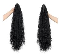 Natural Synthetic Long Curly Wavy Clip-In Ponytail Hair Extensions Perfect Looking(1B)