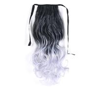 Natural Synthetic Ponytails Gray Color Long Straight or Wavy Hair Ribbon Drawstring Ponytail Hair Extension Stunning Look(W-1BT4110)