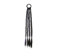 Natural Synthetic Twist Braid Ponytail Extensions With Rubber Band Braided Hair Extensions Black Natural Wig Perfect Looking(Four-Strand Type-02)