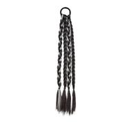Natural Synthetic Twist Braid Ponytail Extensions With Rubber Band Braided Hair Extensions Black Natural Wig Perfect Looking(Four-Strand Type-03)
