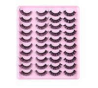 Natural Synthetic Volume False Eyelashes Pack Of 20 Pairs Thick Eyelashes Natural Curling Eyelashes 3d Lashes 23 (A, One Size)
