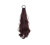 Natural Synthetic Women's Rubber Band Ponytail Big Wavy Hair Simulation Hair Natural Temperament Ponytail Perfect Looking(Dark Brown)