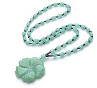 Natural Tanglin Jade Flower Sweater Chain Long Section Wild Atmospheric Necklace Pendant Ethnic Jewelry Female