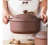 Natural Terracotta Casserole with Lids Clay Pots for Cooking, Unglazed Earthenware Rice Pots (UpgradeT2-1.58QT)