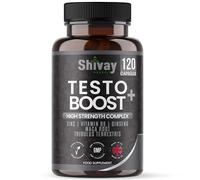 Natural Testosterone Booster for Men - 120 Vegan Capsules - 2 Month Supply - with Zinc, B6, Ginseng, Maca, Tribulus - Energy, Vitality, Muscle Support - Made in UK by Shivay Herbals