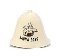 Natural Textile Sauna Boss Bucket Hat - White - 100% Organic Wool - Protects Head from Heat - English Sauna eBook Guide Included
