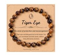 Natural Tiger Eye Beaded Bracelet - Handmade Elastic Crystal Stone Jewellery, Elegant Stretch Bracelet with Symbolic Meaning, Stylish Everyday Accessory, Thoughtful Gift for Her, Mum or Daughter
