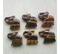 Natural Tiger Eye Stone Carved Elephant Pendants bead for Jewelry Making 6pcs