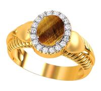 Natural Tiger'S Eye Stone Gold Plated Adjustable Ring 9.00 Carat Rashi Ratna Origional And Certified-B0C41M8TMRNAMZ