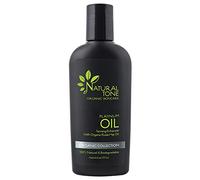 Natural Tone Organic Skincare Platinum Oil Tanning Enhancer 6oz - Deep Golden Tan with Macadamia, Rosehip & Coconut