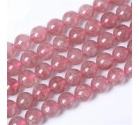 Natural Topaz Citrines Amethysts Crackle Crystal Fluorite Quartz Beads Round Stone Beads for Jewelry Making Strawberry Crystal 10mm 36pcs