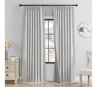 Natural Total Blackout Pinch Pleat Linen Curtains 84 Inches Long 1 Panel