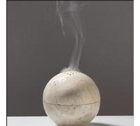 Natural Travertine Incense Cone Holder, Handmade Stone Sphere Incense Burner for Medication Yoga Home Décor 10.5cm inches