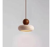 Natural Travertine Pendant Light - LED Ceiling Light with Adjustable Height, Hanging Lamp for Bedroom, Kitchen Island, Dining Room & Living Room (Walnut,One Size)