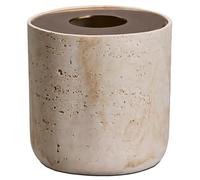 Natural Travertine Textures Mini Trash Can with Rose Gold Stainless Steel Lid, Mini Countertop Trash Can for Bathroom Kitchen, Desk or Table top Mini Garbage Can, Resin Tiny Waste Basket for Vanity