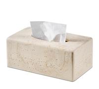 Natural Travertine Textures Tissue Box Cover Rectangular for Home Decor,Resin Heavy Tissue Box Holder for Bathroom Countertop,Tabletop,Bedside Table,Office (Made of Resin, Height of 4 in