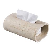 Natural Travertine Textures Tissue Box Holder Rectangle, Resin Facial Tissue Holder Cover, Decorative Bulk Tissue Paper Dispenser for Bathroom Kitchen Bedroom Living Room Office (Beige)