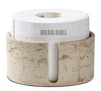 Natural Travertine Textures Toilet Paper Holder Stand for Bathroom Countertop or Floating Shelves,Toilet Top Decorative Roll Organizer Mega Roll 5.5 Inches or Less, Free Standing Mega Roll Storage