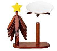 Natural Tree Trivet Set,Wooden Tripod Placemat Star Design Sturdy Structure,Foldable Tree Trivet with Holder and Handkerchief Kitchen Accessories