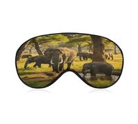 Natural Trees and Elephants Sleep Mask Block Light Eye Sleep Shade Cover Comfortable Lightweight Sleeping Blindfold Soft Breathable Night Eye Cover Adjustable Band Eye Mask for Men Women