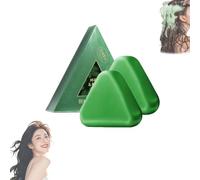 Natural Triangle Shampoo Bar, Usman Grass Shampoo Bar, Seven Green with Cypress Leaf - Solid Strengthening & Calming Shampoo for All Hair Types (2Pcs)