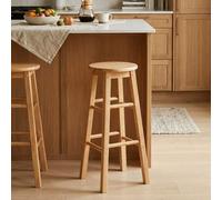 Natural Tropical Hevea Wood Tall Bar Stool | Selby