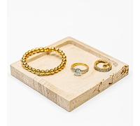 Natural Turkish Travertine Square Stone Accessory Tray for Jewelry, Perfume, Key Decorative Tray for Living Room, Bathroom, Kitchen & Office (Travertine)