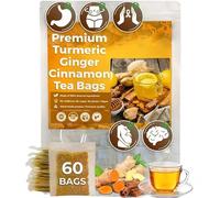 Natural Turmeric Ginger Cinnamon Tea Bags, 100% Organic Hand-made Blend of Turmeric, Cinnamon and Ginger. Herbal Tea. No Sugar, No Caffeine, No Gluten, Vegan (1)